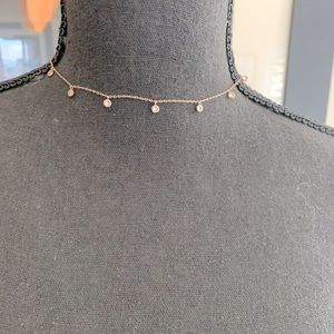 Rose gold dangling cz necklace 13”14”15”